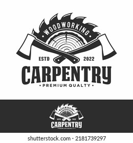 Carpentry vintage logo design template