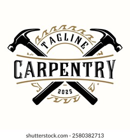 Carpentry Vintage logo. with  hand plane icon vector, with decoration vintage style , for carpentry or woodworking