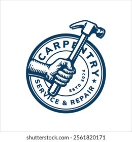 carpentry vintage logo template design