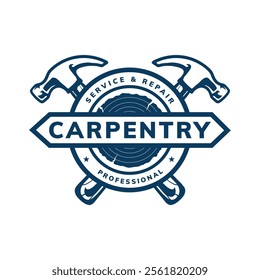 carpentry vintage logo template design