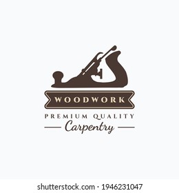 Carpentry vintage wood planer vector illustration logo design. Simple vintage carpentry emblem logo concept