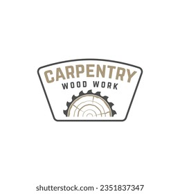 carpentry wood work badge logo vector illustration. for printing, stickers, labels, company logos