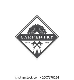 Carpentry wood working logo retro vintage vector illustration