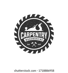 Carpentry Wood Working Vintage Logo Design Template 