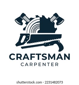 Plantilla de diseño del logotipo del vector de madera para carpintería