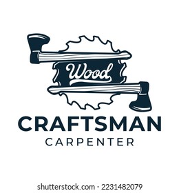 Plantilla de diseño del logotipo del vector de madera para carpintería