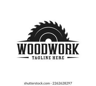 Carpentry, woodworking logo design. Sawmill or saw logo design template