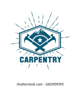 Carpentry, woodworking retro vintage logo design vector illustration