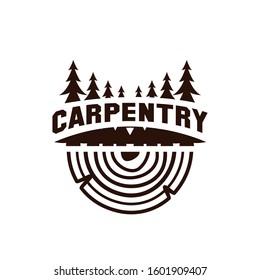 Carpentry, woodworking retro vintage logo design vector illustration