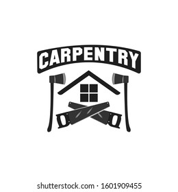 Carpentry, woodworking retro vintage logo design vector illustration