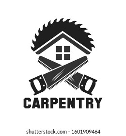 Carpentry, woodworking retro vintage logo design vector illustration