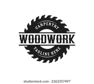 Tischler, Retro-Design des Vintage-Logos aus Holz. Designvorlage für Sägewerk und Sägewerk