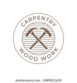 Carpentry, woodworking retro vintage vector logo design.