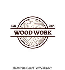 Carpentry, woodworking retro vintage vector logo design.