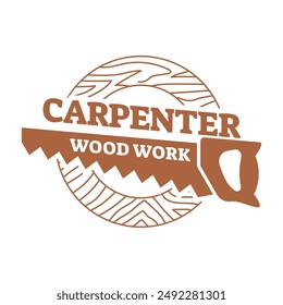Carpentry, woodworking retro vintage vector logo design.