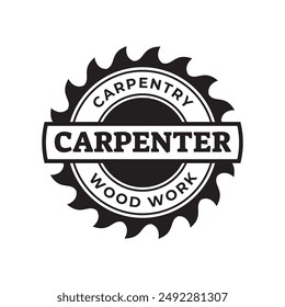 Carpentry, woodworking retro vintage vector logo design.