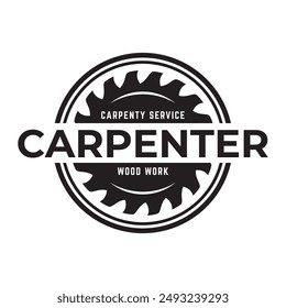 Carpentry, woodworking retro vintage vector logo design.