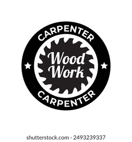 Carpentry, woodworking retro vintage vector logo design.