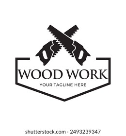 Carpentry, woodworking retro vintage vector logo design.