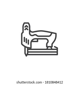 Icono de la línea de la herramienta de trabajo de carpintería. signo de estilo lineal para concepto móvil y diseño web. Icono de vector de contorno de cañón de uñas sin cordón. Símbolo, ilustración del logotipo. Gráficos vectoriales
