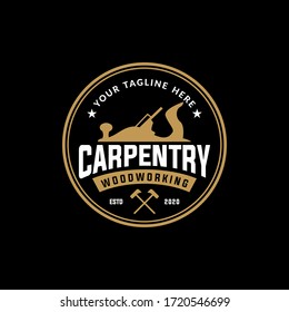 carpentry, woodworking vintage logo design template
