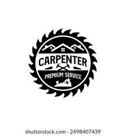 Carpentry Woodworks Retro Carpenter Sawmill Logo Vector Template Design 