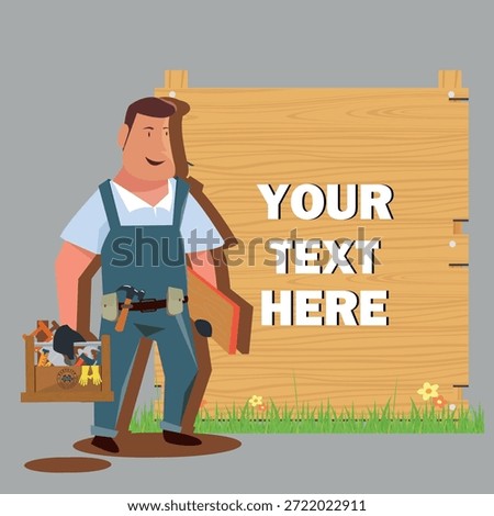Carpentry Work Banner with Carpenter Icon