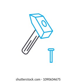 Carpentry work vector thin line stroke icon. Carpentry work outline illustration, linear sign, symbol concept.