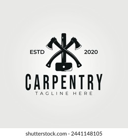 carpentry workshop logo vintage illustration design