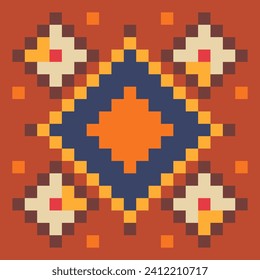 Carpet abstract pattern pixel art style seamless fashion trend fabric textures, pixel art vector illustration. Design for greeting card, web and mobile app.