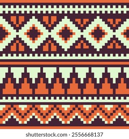 Carpet abstract pattern pixel art style seamless background, fashion trend fabric textures, vector illustration. Design for greeting card, web and mobile app.