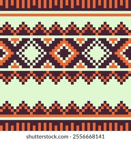 Carpet abstract pattern pixel art style seamless background, fashion trend fabric textures, vector illustration. Design for greeting card, web and mobile app.