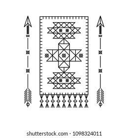 Carpet and arrows. Design element based on American Indian tribal art. For tattoos, logos and other of your creativity. Stock vector.