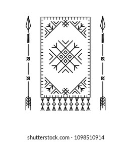 Carpet and arrows. Design element based on American Indian tribal art. For tattoos, logos and other of your creativity. Stock vector.