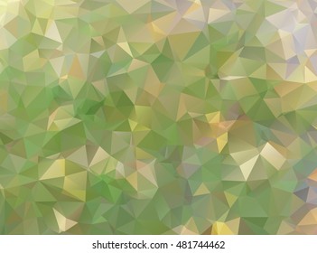 A carpet of autumn leaves. Vector. Polygonal composition. Delicate Golden-green background