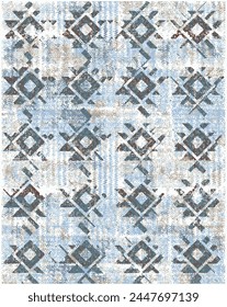 Carpet bath mat and rug boho style ethnic design pattern with distressed texture and effect, abstract painting