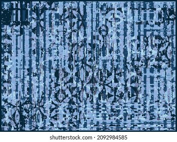 Carpet bathmat and Rug Boho Style ethnic design pattern with distressed texture and effect