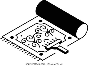 Carpet beater or carpetbeater isometric vector design, Housekeeping symbol, Public health Custodial sign, Waste management illustration, Dry foam carpet cleaning outline concept