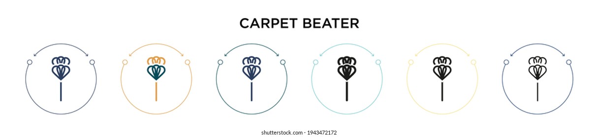 Carpet beater icon in filled, thin line, outline and stroke style. Vector illustration of two colored and black carpet beater vector icons designs can be used for mobile, ui, web