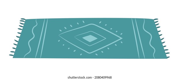 Carpet in boho style isolated on white background. Flat vector illustration