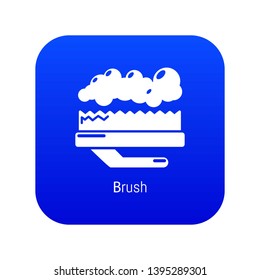 Carpet brush icon blue vector isolated on white background