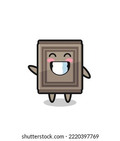 carpet cartoon character doing wave hand gesture , cute design