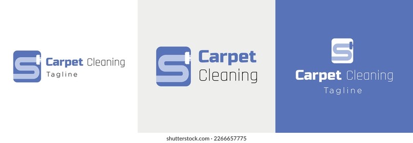 Carpet cleaner business logo design set, carpets cleaning modern logotype symbol, steam washer emblem concept, vacuum blanket cleansing editable commercial illustration, branding, brand identity