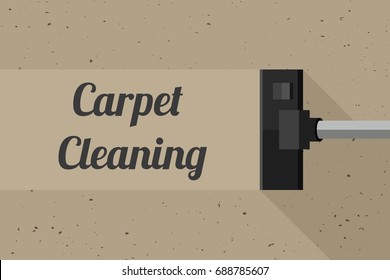 Carpet cleaning banner with vacuum cleaner. Vector illustration of cleaning service with grunge texture.