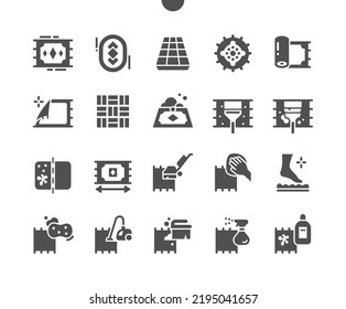 Carpet cleaning. Before and after. Stain remover. Wash and vacuum carpet. Cleaning service. Vector Solid Icons. Simple Pictogram