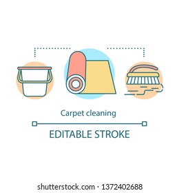 Carpet cleaning concept icon. Additional cleanup service idea thin line illustration. Vacuuming rug. Laminate washing. Floor mopping. Vector isolated outline drawing. Editable stroke