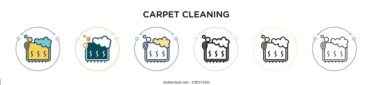 Carpet cleaning icon in filled, thin line, outline and stroke style. Vector illustration of two colored and black carpet cleaning vector icons designs can be used for mobile, ui, web