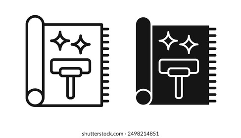 Carpet cleaning iconicon vector collection in outlined and solid style