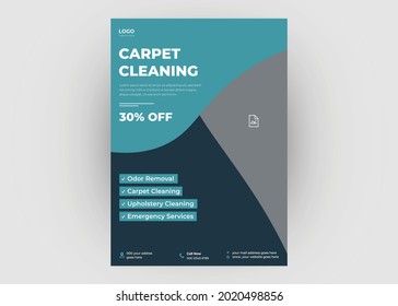Carpet cleaning service promotion flyer design. cleaning service poster flyer template