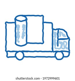carpet cleaning truck sketch icon vector. Hand drawn blue doodle line art carpet cleaning truck sign. isolated symbol illustration
